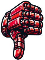 An icon of a red robotic hand showing thumbs-down.